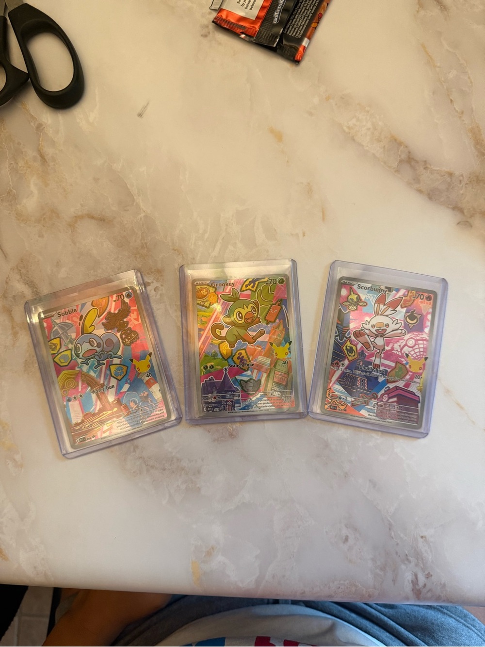 Pokemon Rainbow Holographic Sobble Grookey Scorbunny Full Art Cards